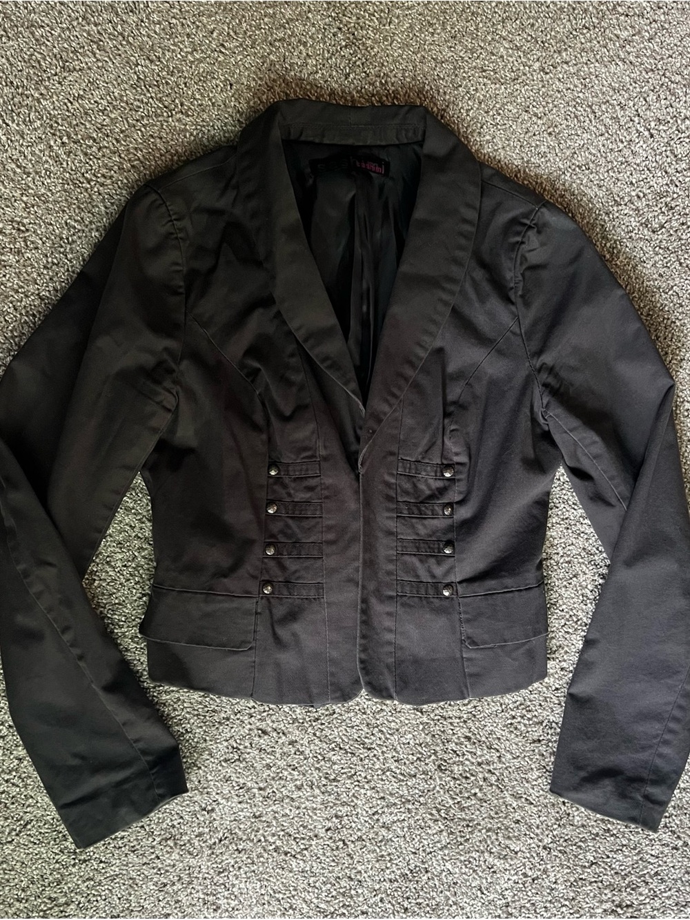 Women's Black Military-Style Tailored Blazer Jacket